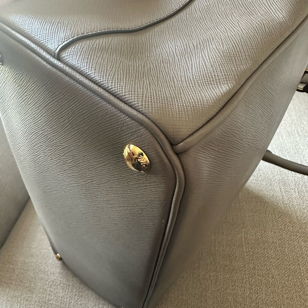 Prada Taupe Leather Handbag with Gold Accents - Picture 12 of 15